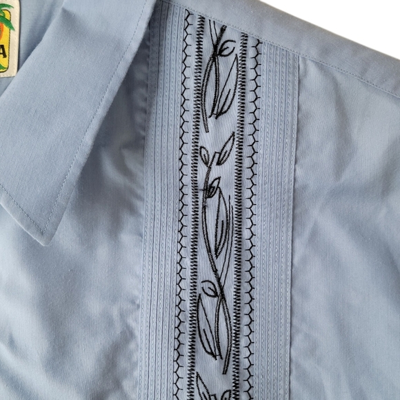 Haband Guayabera Shirt Men Size 3XL Blue Front Zip Short Sleeve 4 Front Pockets - Picture 4 of 11